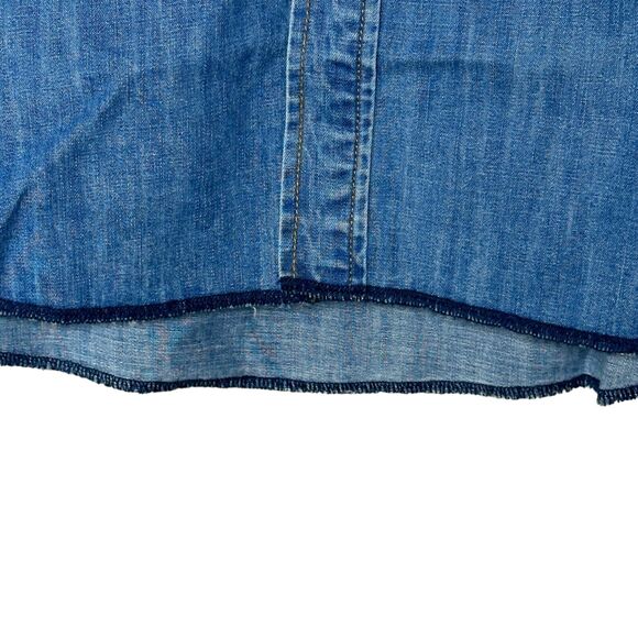 Sandrine Rose L'Artiste Embroidered Button Up Tunic Shirt Blue Women Large NWT - Picture 8 of 11